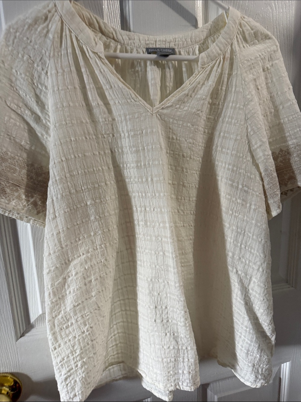 Falls Creek Cream V-Neck Textured Blouse
